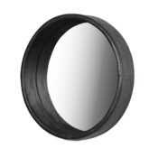 Luca Wooden Round Mirror Black 30 Inches